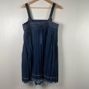 Pilcro Denim‎ Dress Small Pleated Fringe Suspender Strap White Stitch